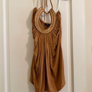 Sky Tan Women's Blouse with Gold Accents